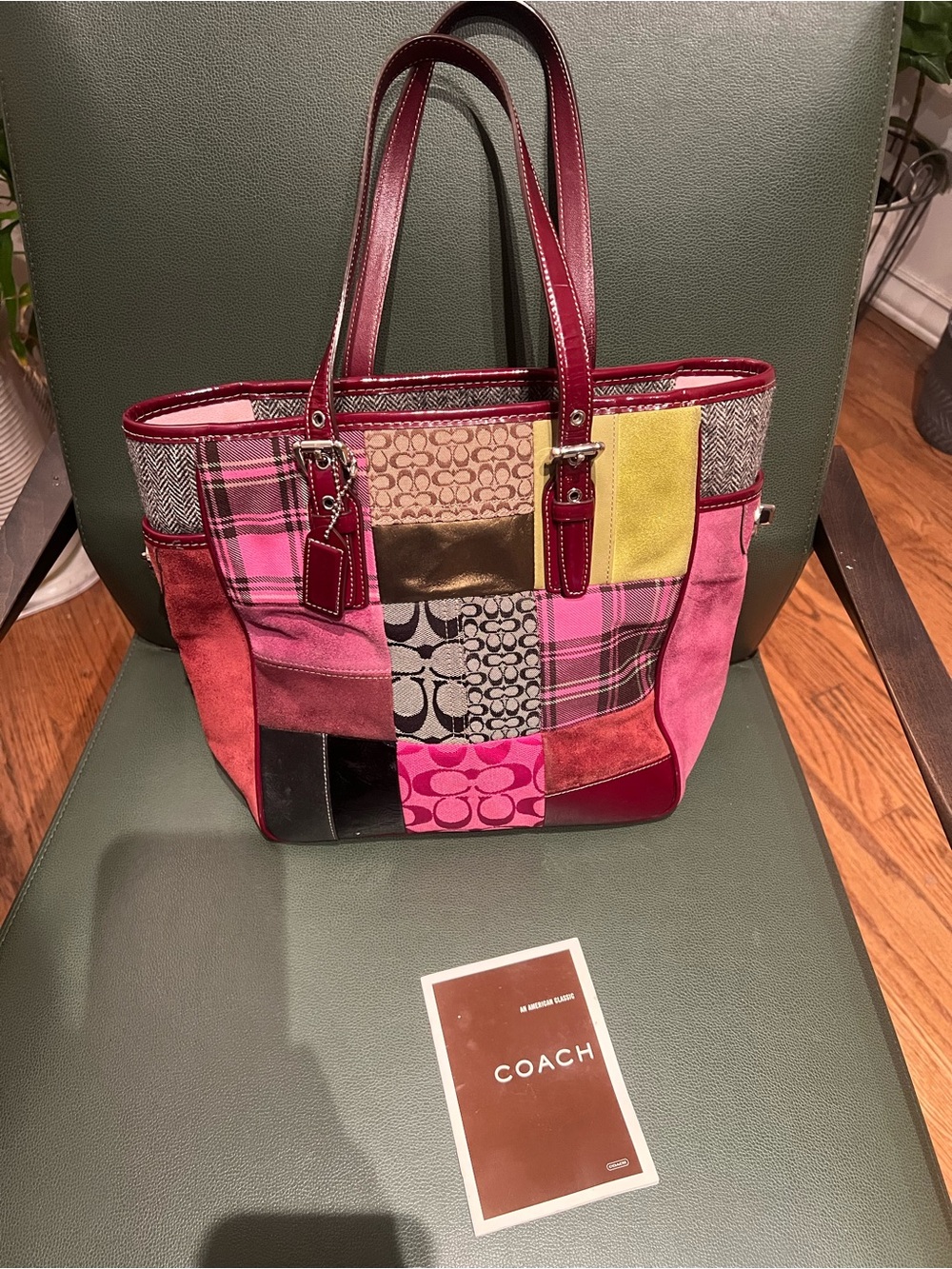 Coach holiday Patchwork Leather & Fabric Tote vintage